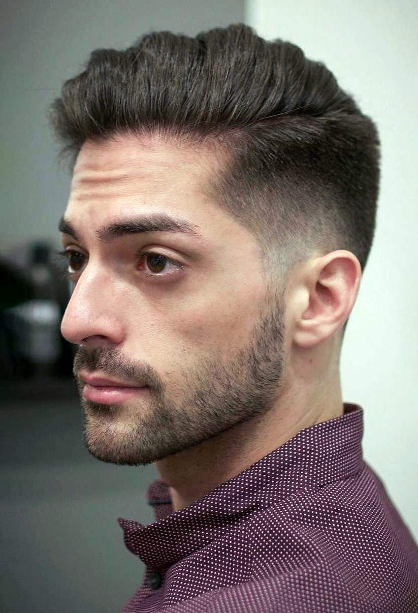 Taper Drop Fade with Side Part: Soft taper, edge length retained, classic gentleman finish, textured top, gradual fade.
